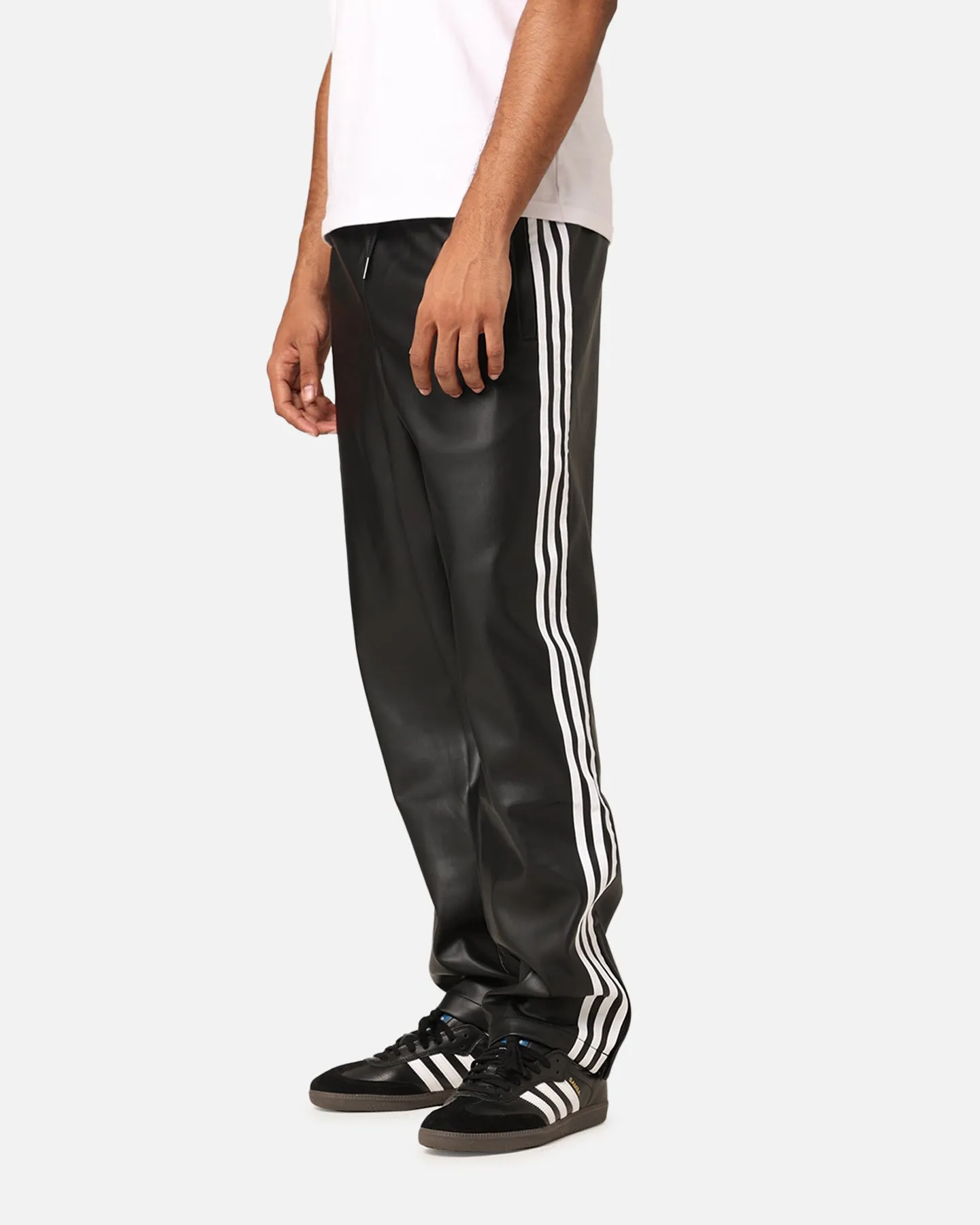 Adidas Faux Leather Adicolour 3-Stripes Firebird Track Suit Pants Black