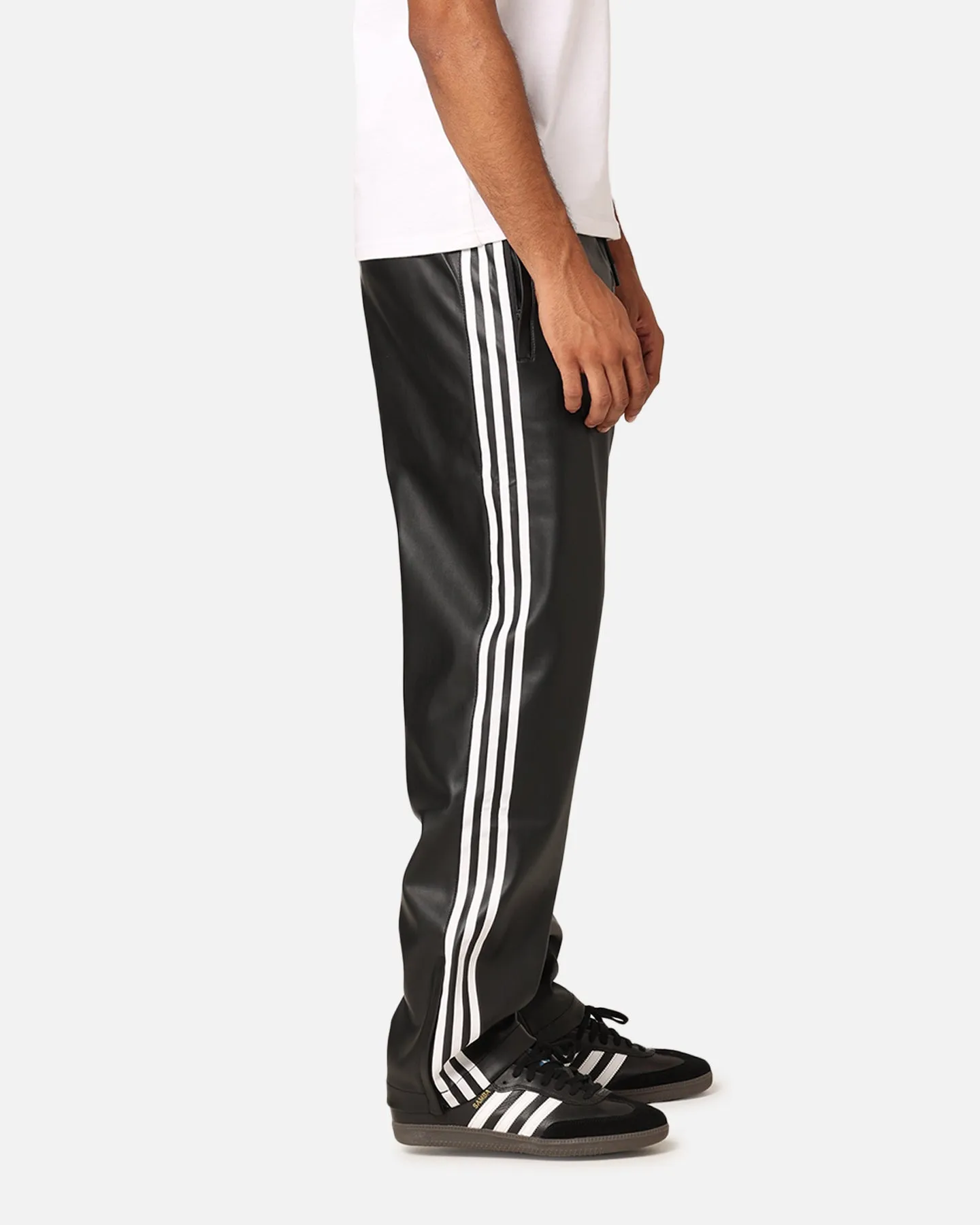 Adidas Faux Leather Adicolour 3-Stripes Firebird Track Suit Pants Black