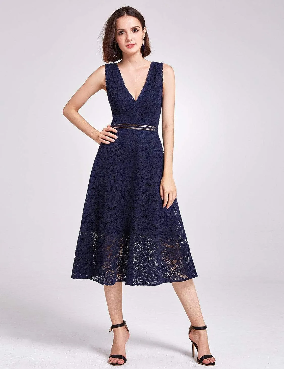 Alisa Pan V-Neck Lace Party Dress