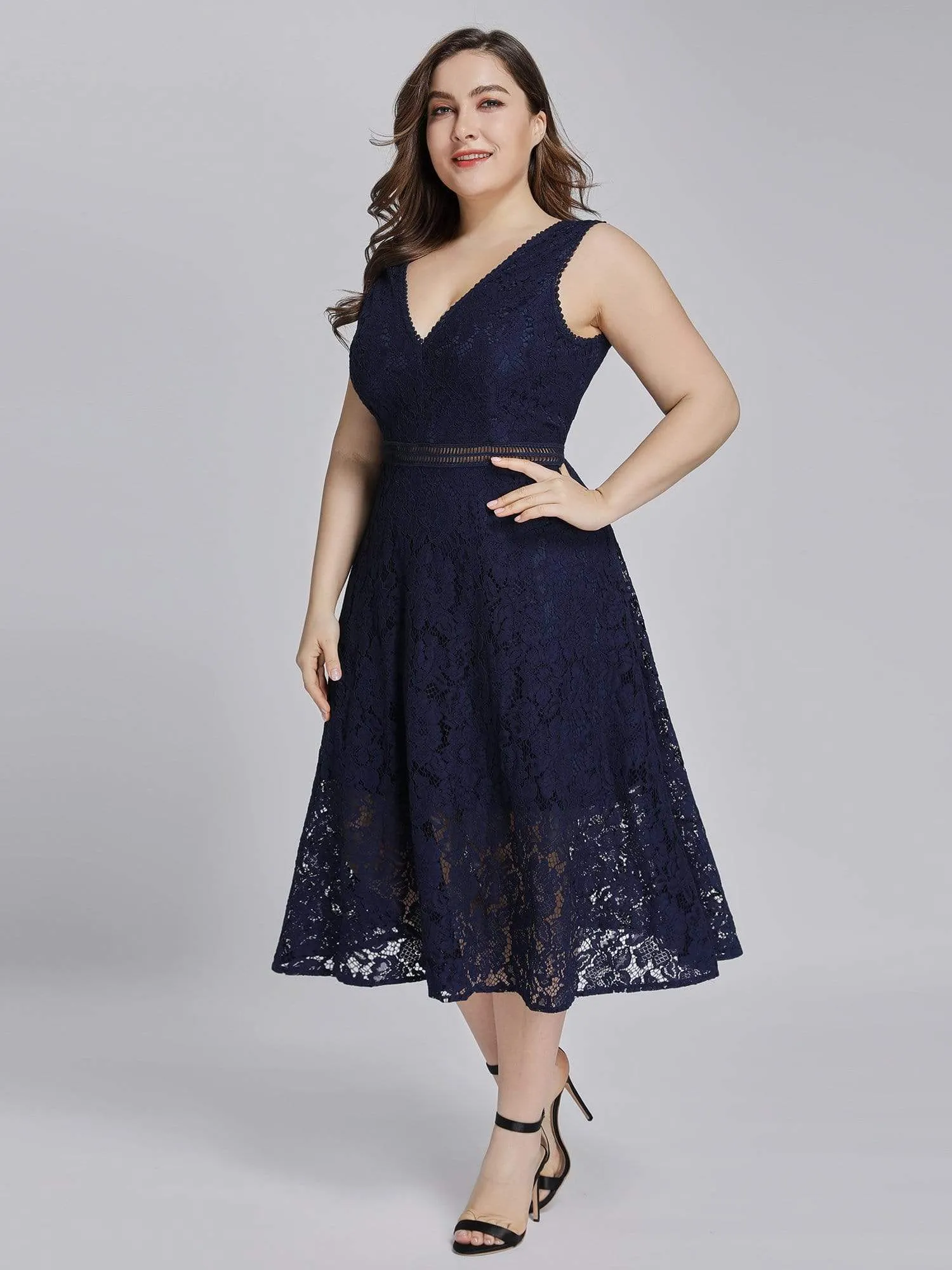 Alisa Pan V-Neck Lace Party Dress