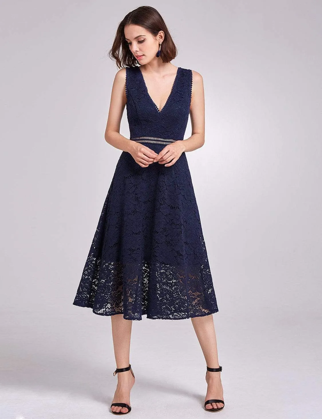 Alisa Pan V-Neck Lace Party Dress