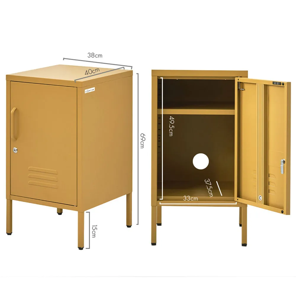 ArtissIn Metal Locker Storage Shelf Filing Cabinet Cupboard Bedside Table Yellow