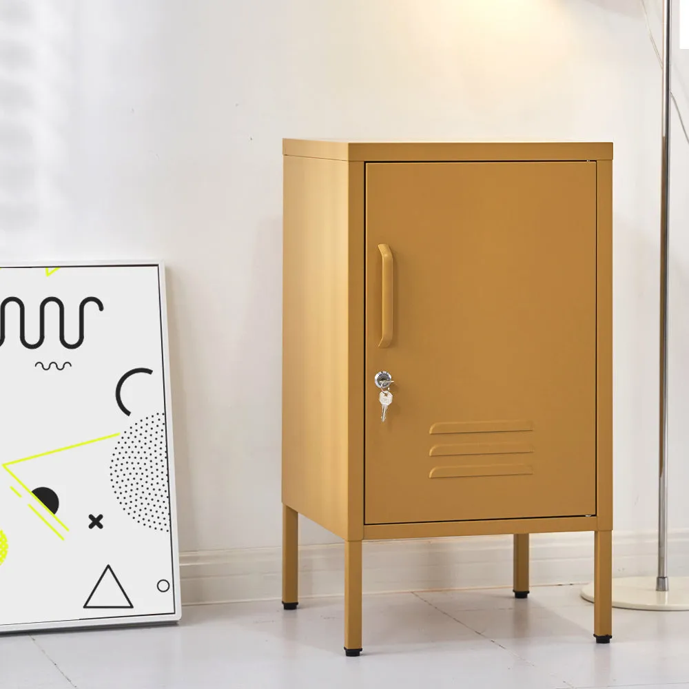 ArtissIn Metal Locker Storage Shelf Filing Cabinet Cupboard Bedside Table Yellow