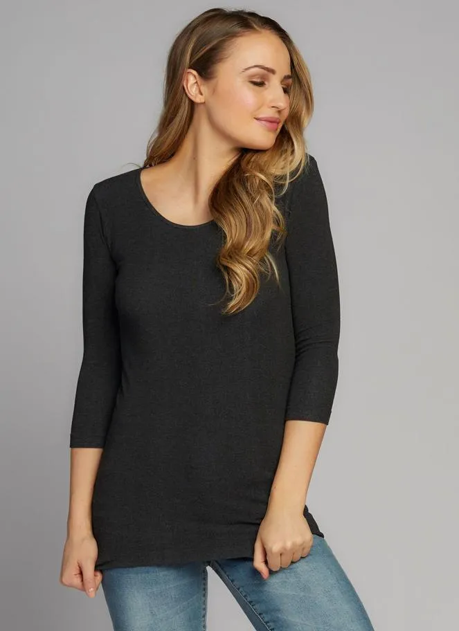 Bamboo 3/4 Sleeve Scoop Neck Top