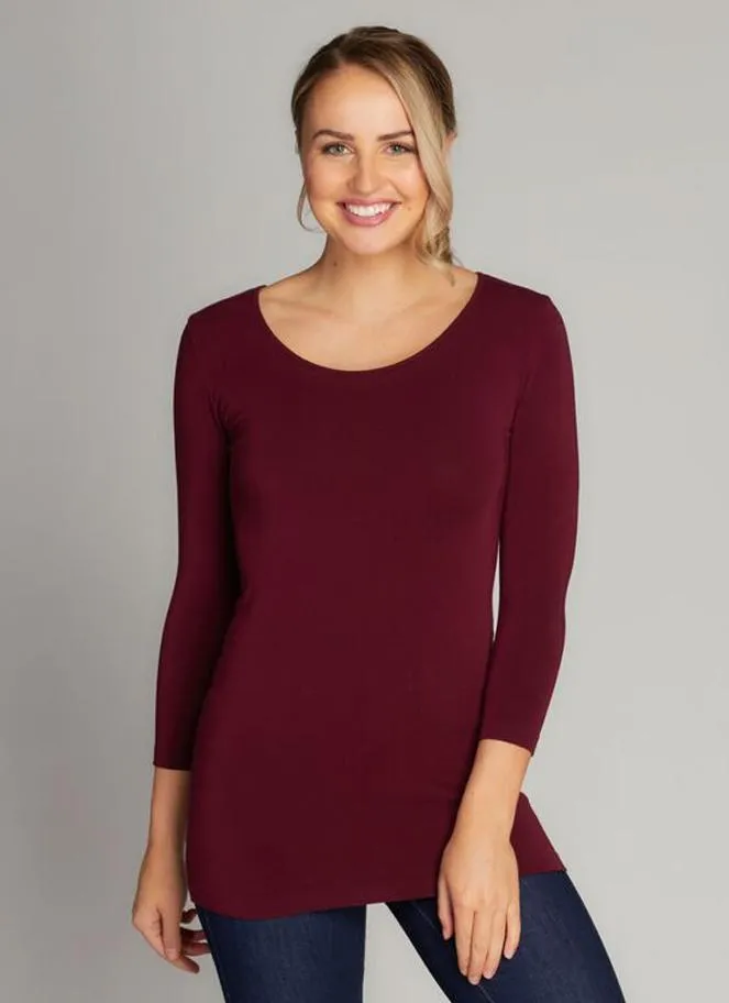 Bamboo 3/4 Sleeve Scoop Neck Top