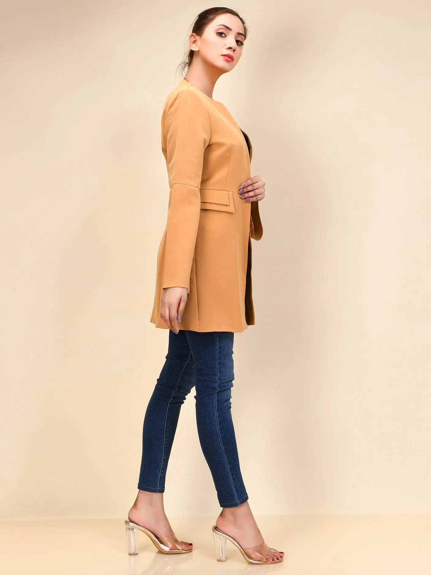 Bell Sleeved Coat - Mustard