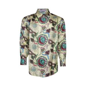 BLUEMARBLE Classic Printed Silk Twill Shirt in Yellow Yellow