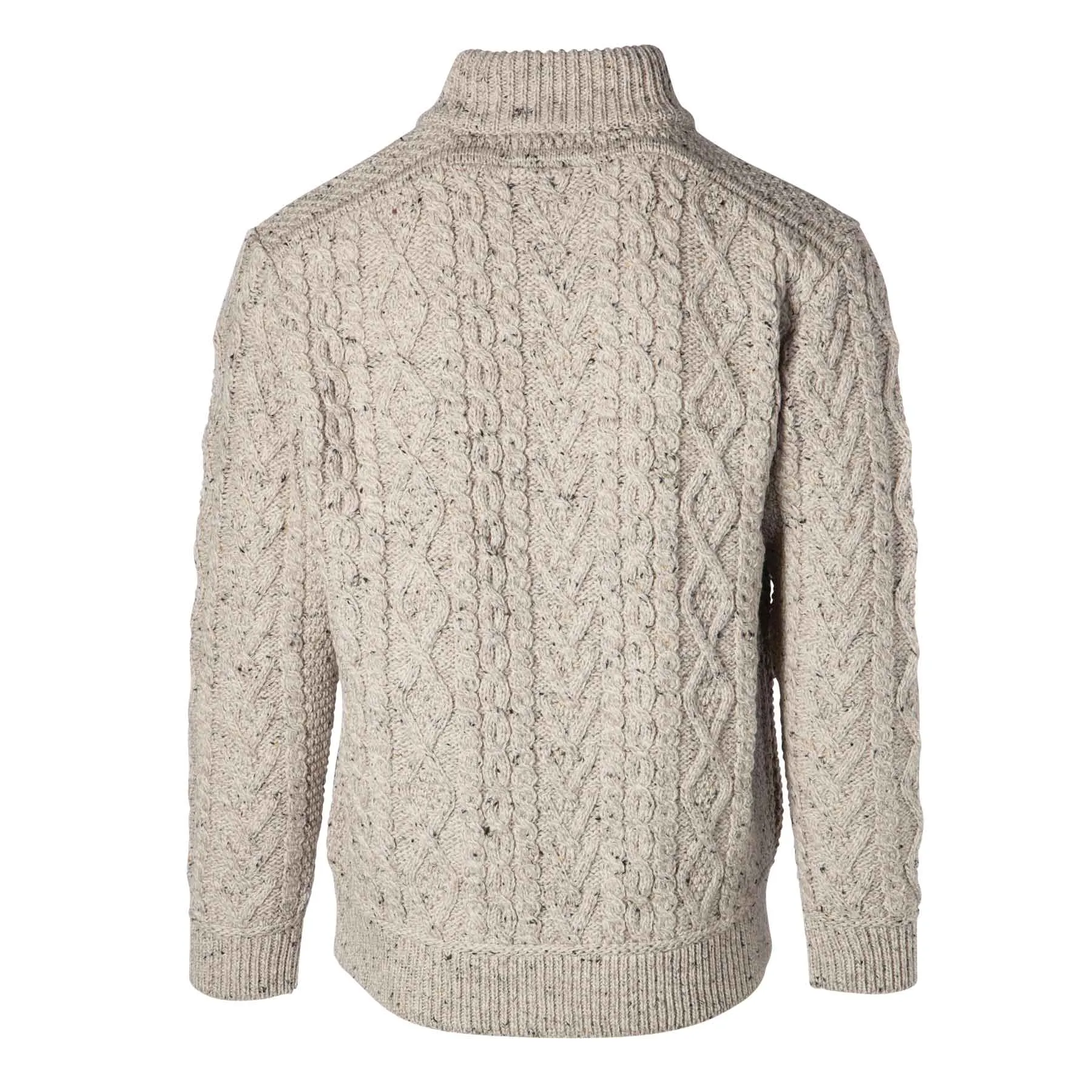 Boyne Men's Zip Up Aran Knit Cardigan - Oatmeal