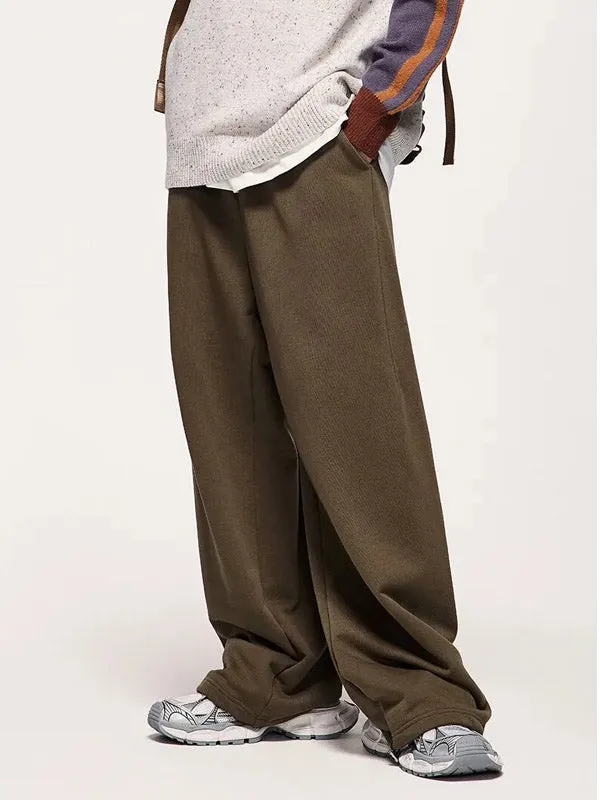 Brown Heavyweight Sweatpants with Adjustable Leg Open