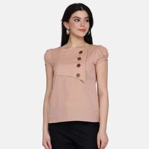 Casual Wear Women's Peach Cotton Top