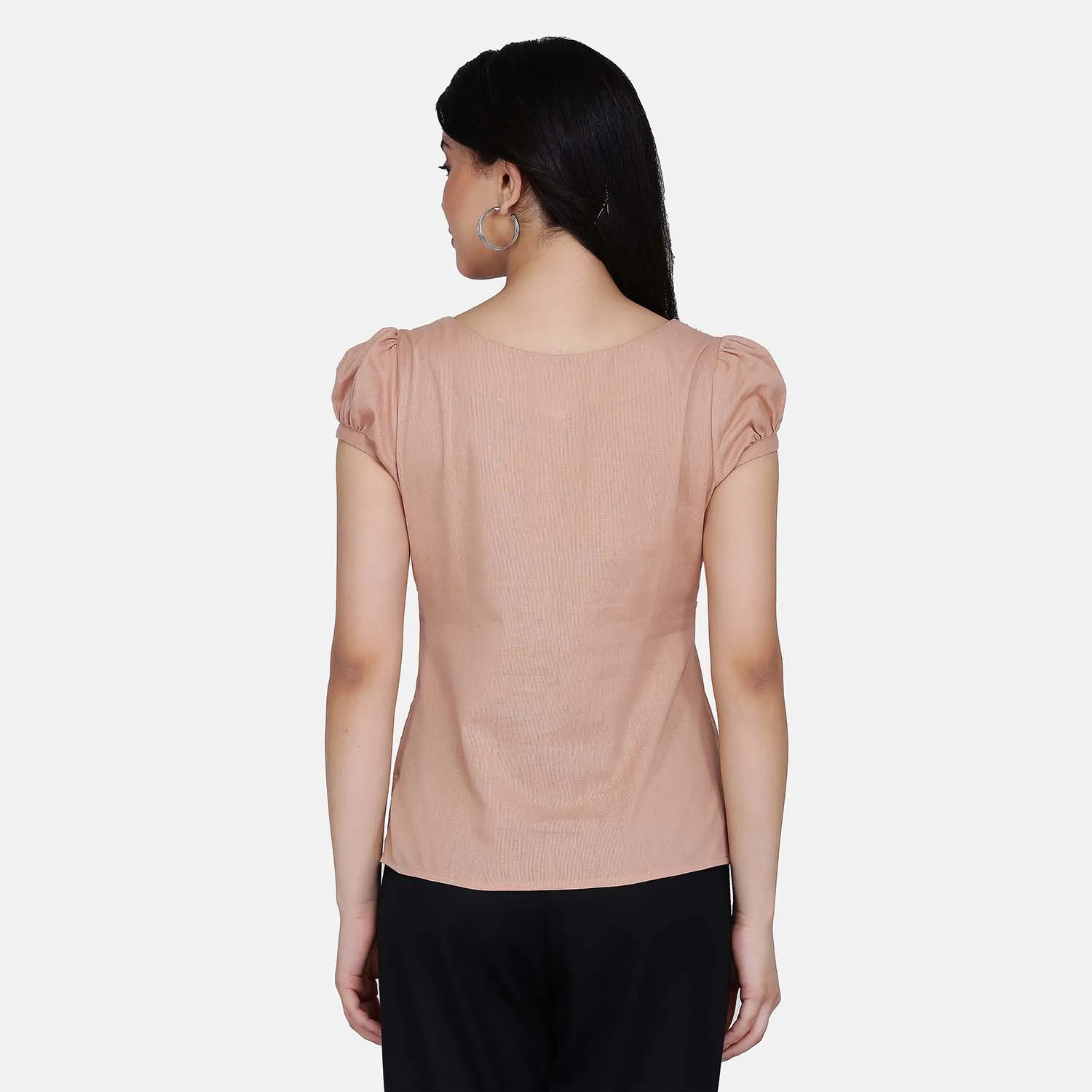 Casual Wear Women's Peach Cotton Top