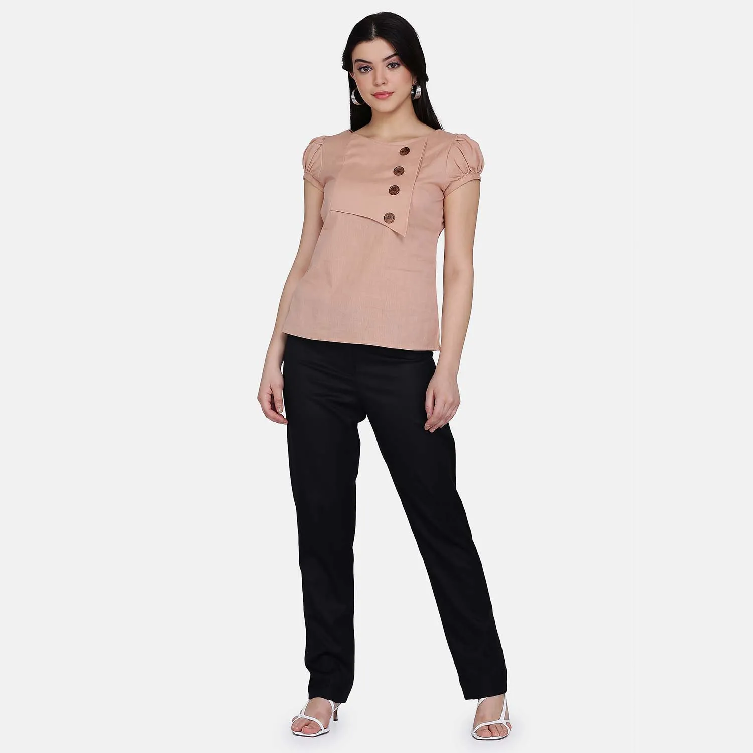 Casual Wear Women's Peach Cotton Top