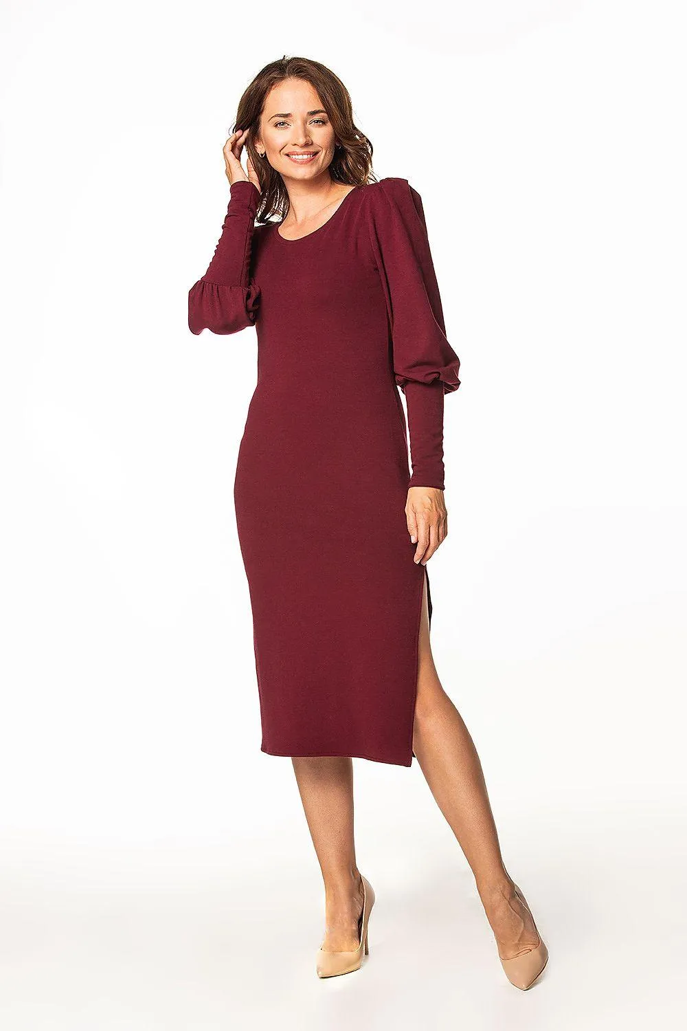 Chic Boat Neck Knit Midi Dress