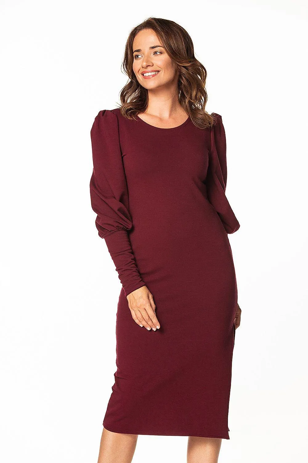 Chic Boat Neck Knit Midi Dress