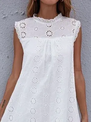 Chic Embroideried Sleeveless Cotton  Dress