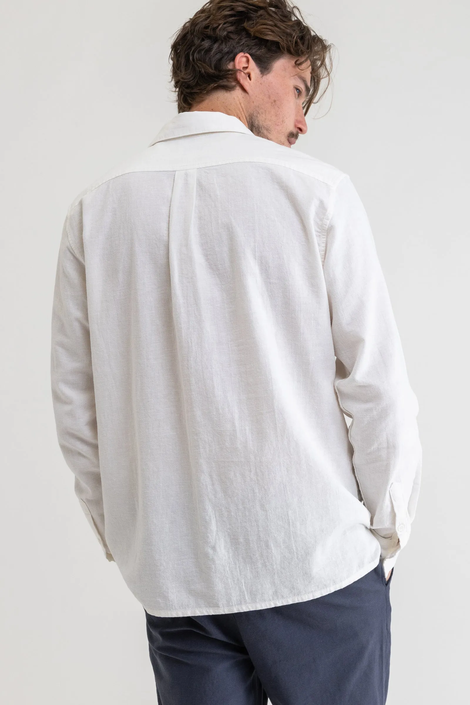 Classic Linen LS Shirt Vintage White