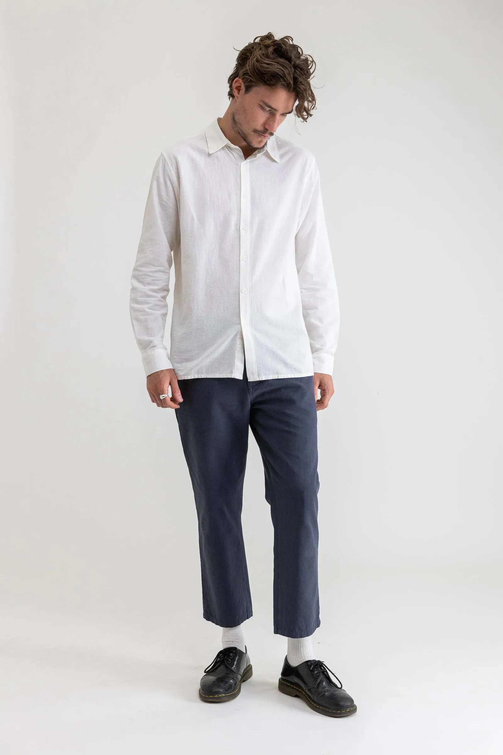 Classic Linen LS Shirt Vintage White