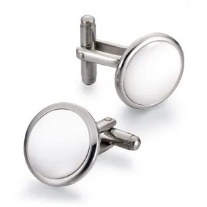 Dalvey DISCUS CUFFLINKS White Mother of Pearl