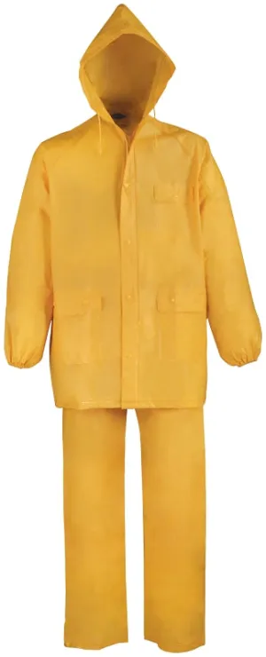 Diamondback 8127-XXXL Rain Suit, 3XL, 32-1/2 in Inseam, PVC, Yellow, Drawstring Collar, Zipper with Storm Flap Closure :EA: QUANTITY: 1