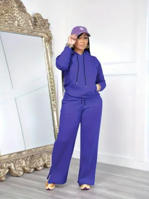 Drawstring Long Sleeves Sweatshirt & Pant  Activewear  Set