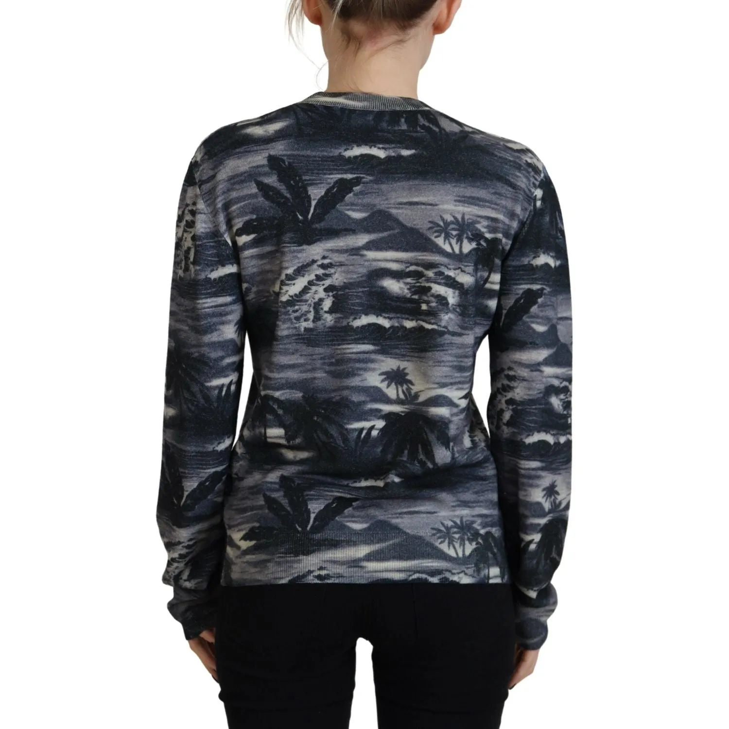 Dsquared² Black Long Sleeve Thunder Sky Print Casual Sweater