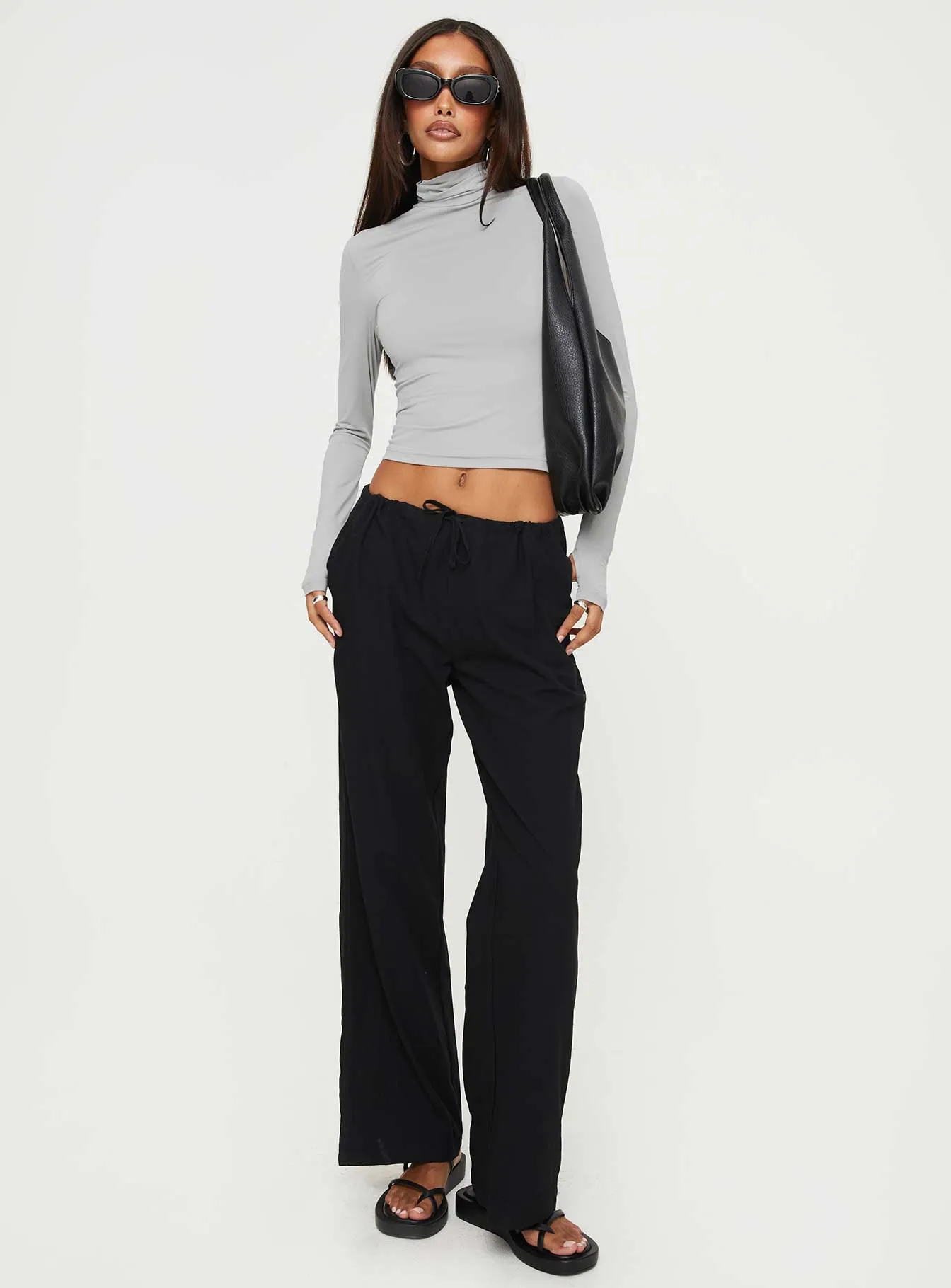 Elysium Long Sleeve Turtleneck Top Light Grey