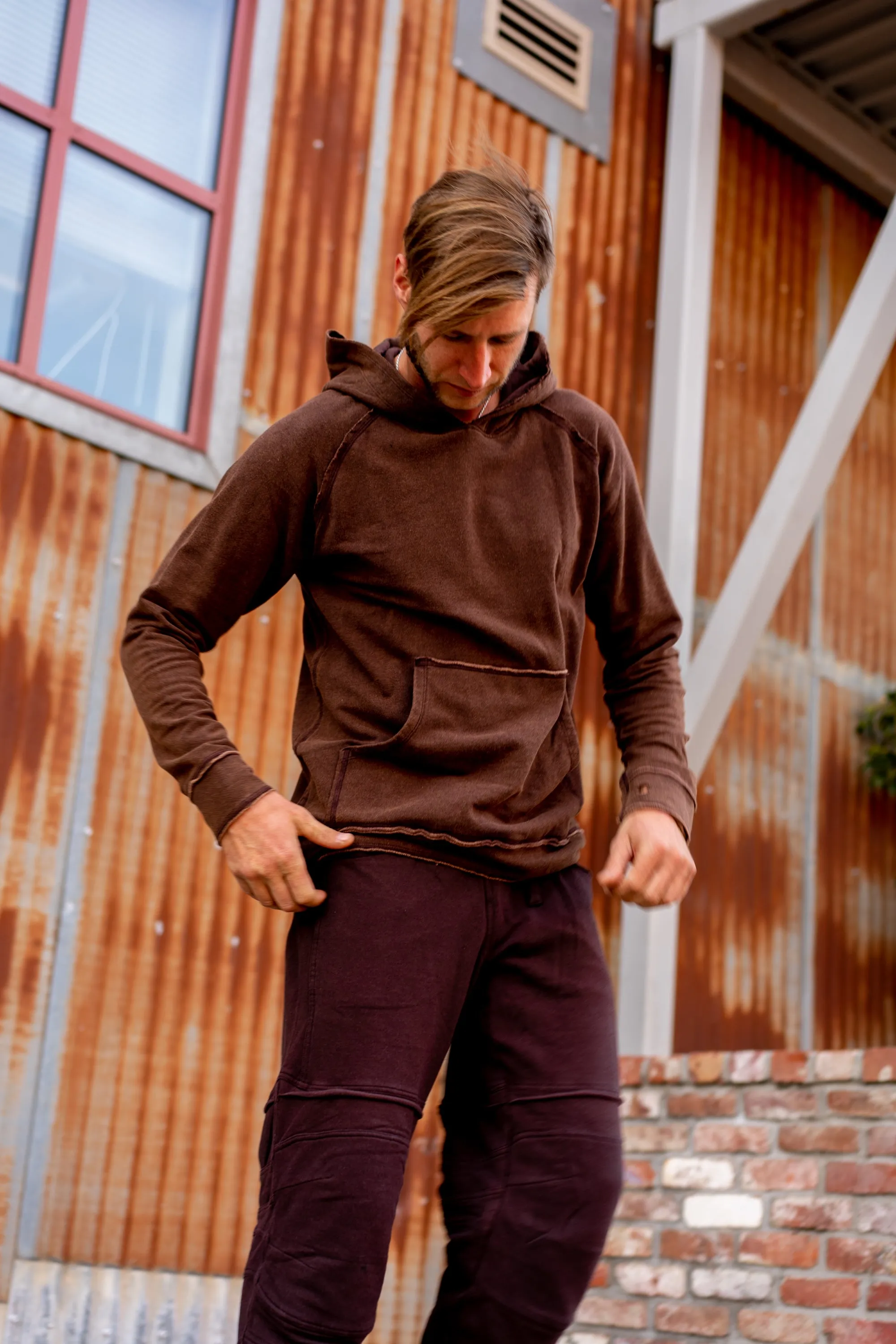 Fleece Porous Hoodie - Brown