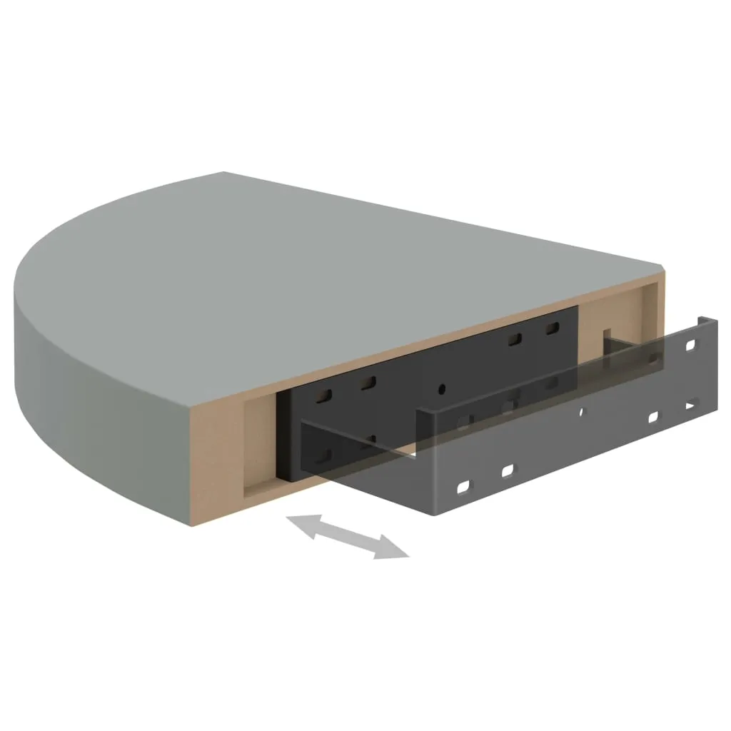 Floating Corner Shelves 2 pcs Grey 25x25x3.8 cm MDF