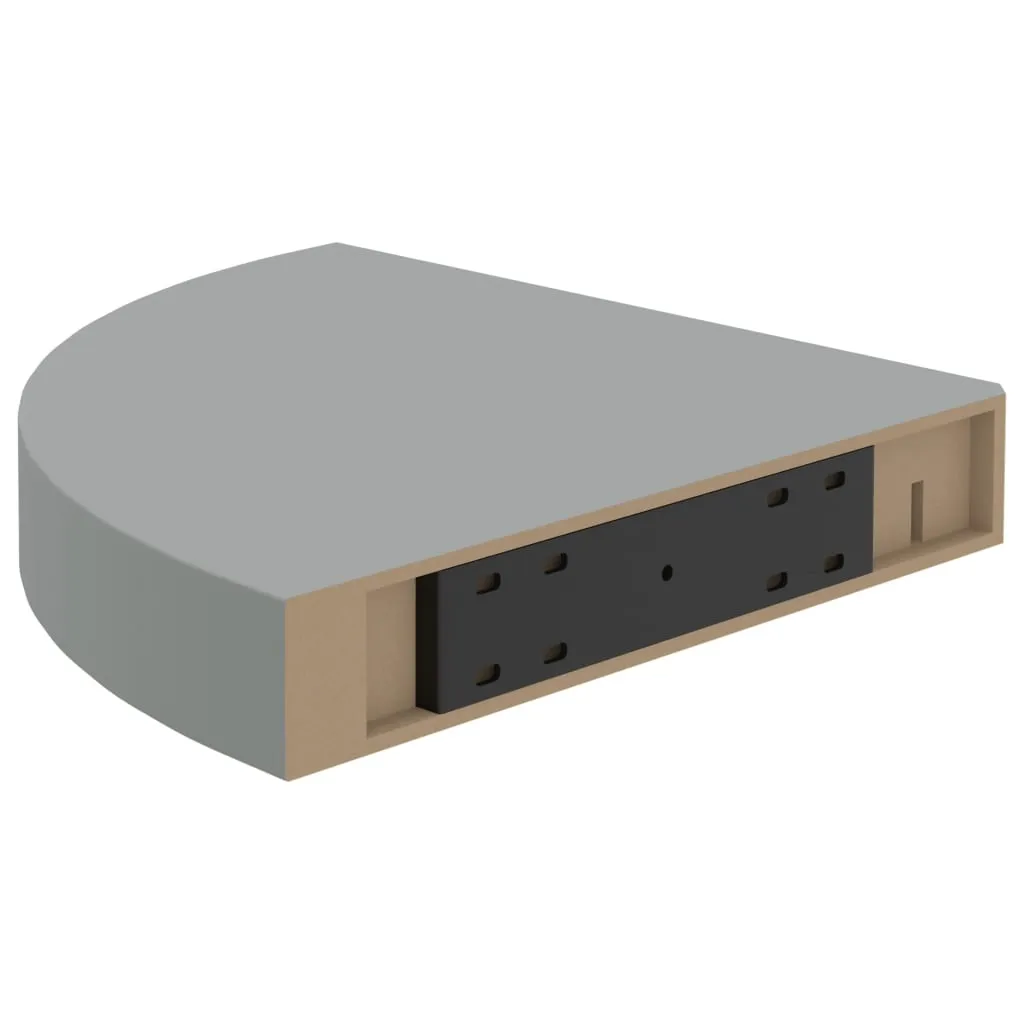 Floating Corner Shelves 2 pcs Grey 25x25x3.8 cm MDF