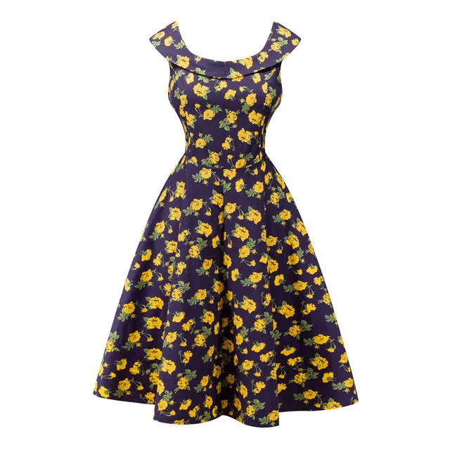 Floral VIntage Dress with Belt