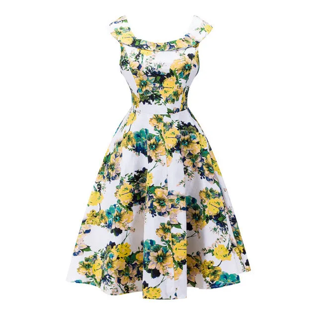 Floral VIntage Dress with Belt