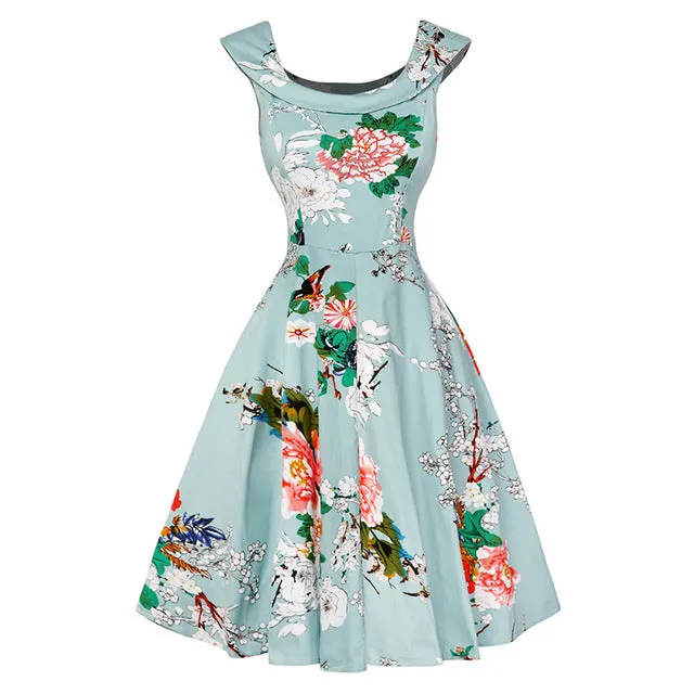 Floral VIntage Dress with Belt