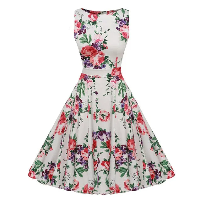 Floral VIntage Tank Dress with Belt