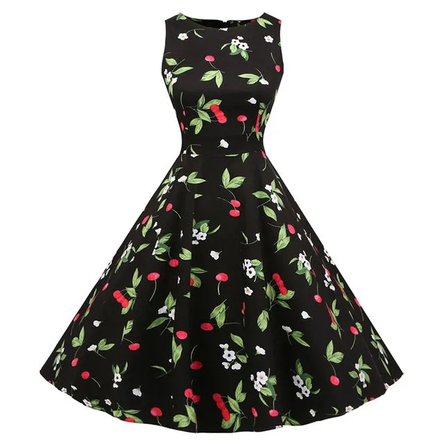 Floral VIntage Tank Dress with Belt