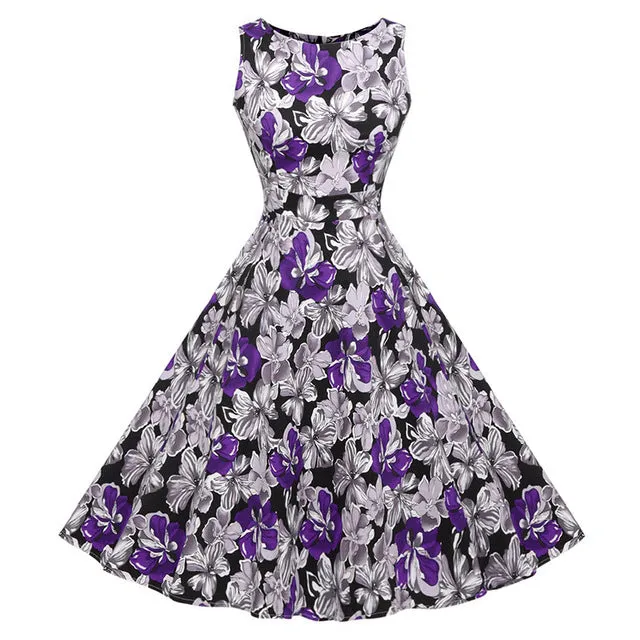 Floral VIntage Tank Dress with Belt