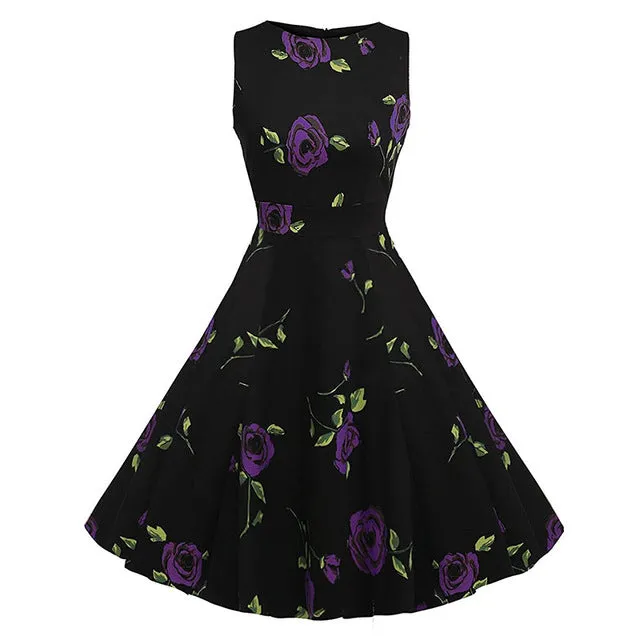 Floral VIntage Tank Dress with Belt