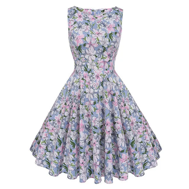 Floral VIntage Tank Dress with Belt