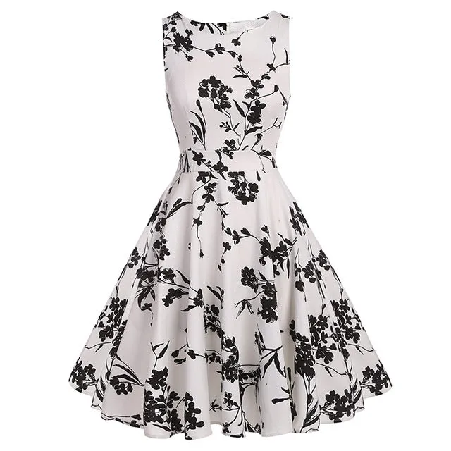 Floral VIntage Tank Dress with Belt