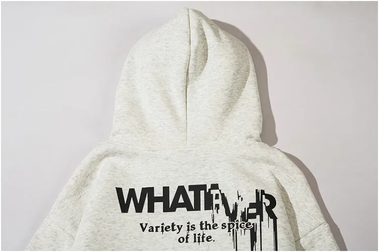 Fuzzy Letter Print Fleece Hooded Sweatshirt