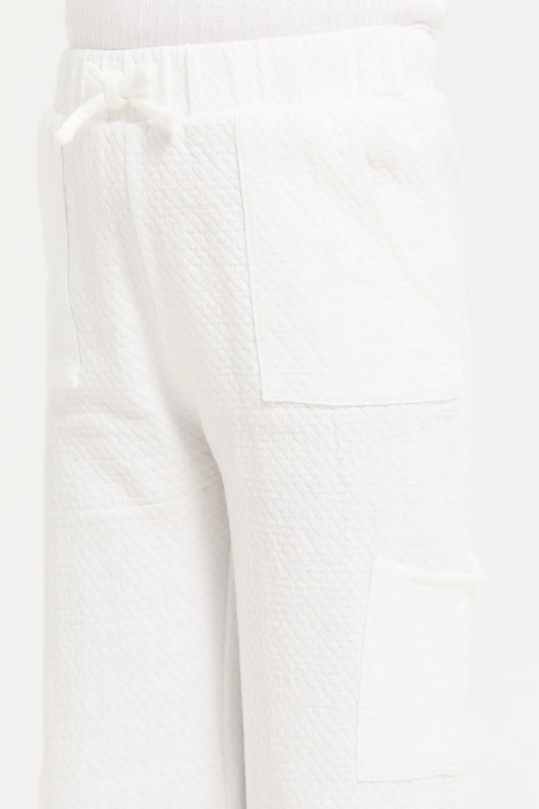 Girls White Jacquard With Pocket