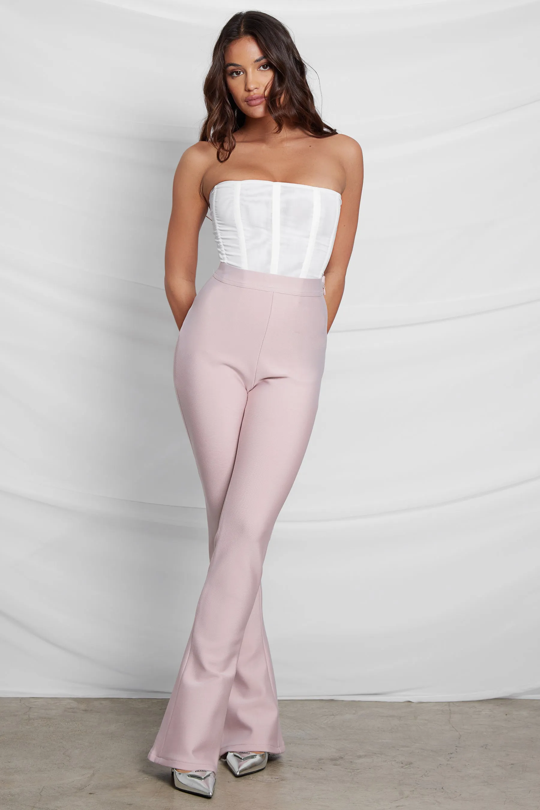 Haze High Waist Trendy Bandage Pants - Pink