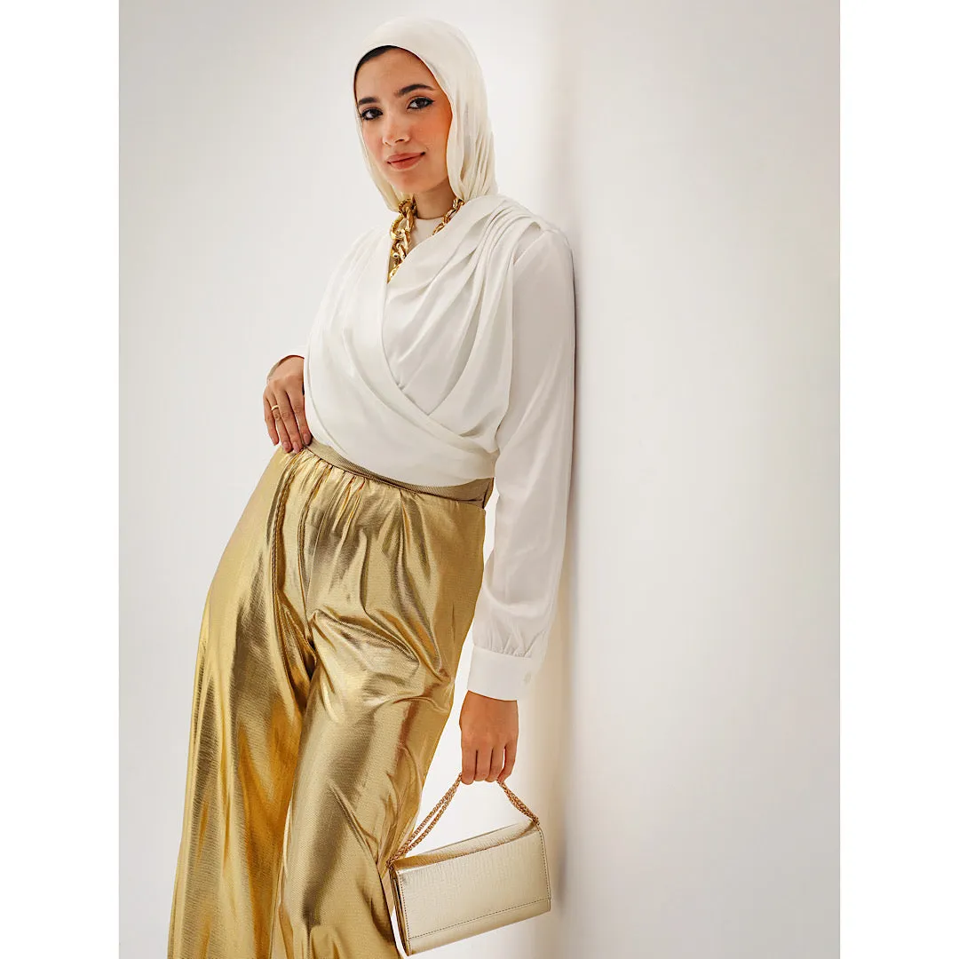 High waisted wide leg golden pants