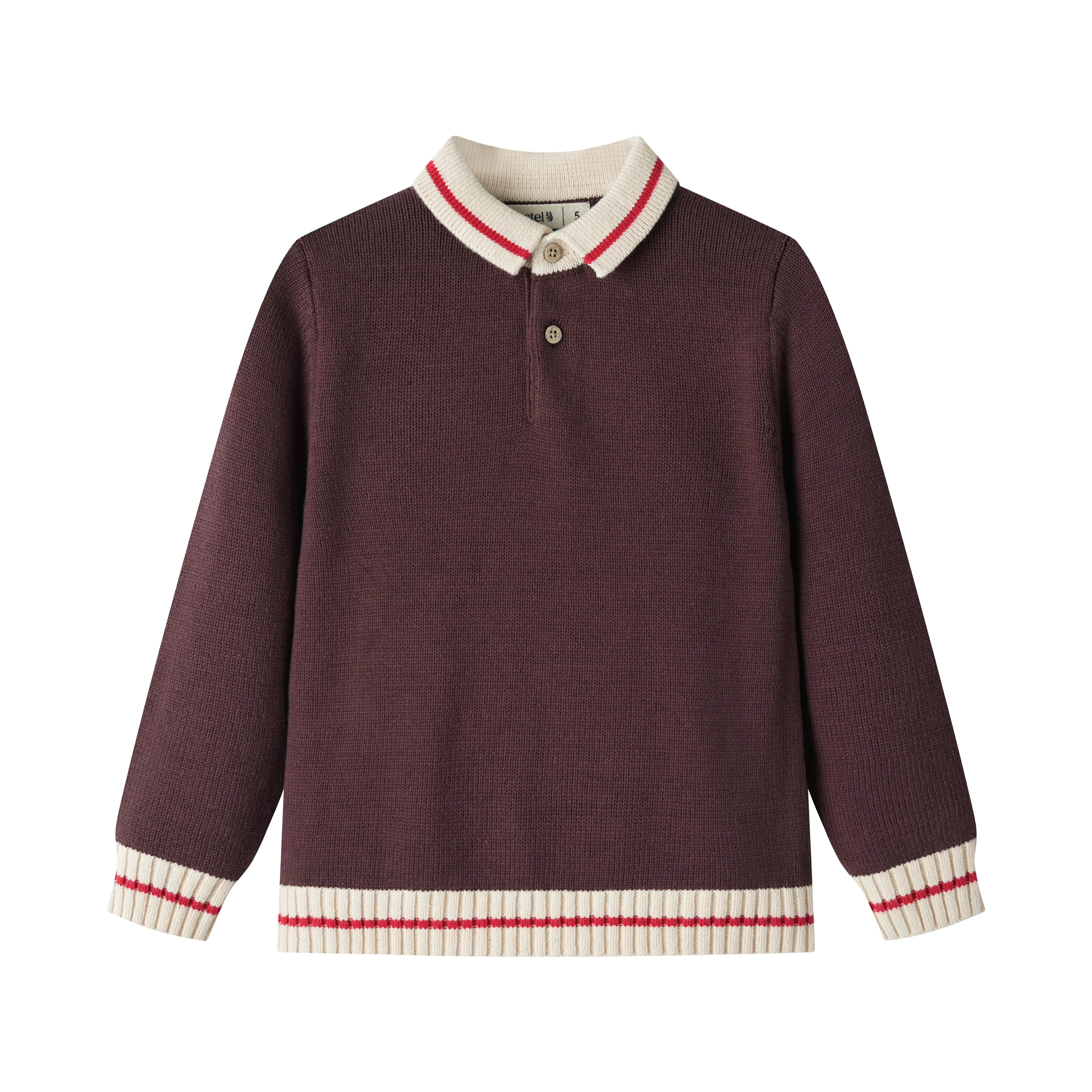 KNIT SWEATER WITH CONTRAST COLLAR-MULBERRY