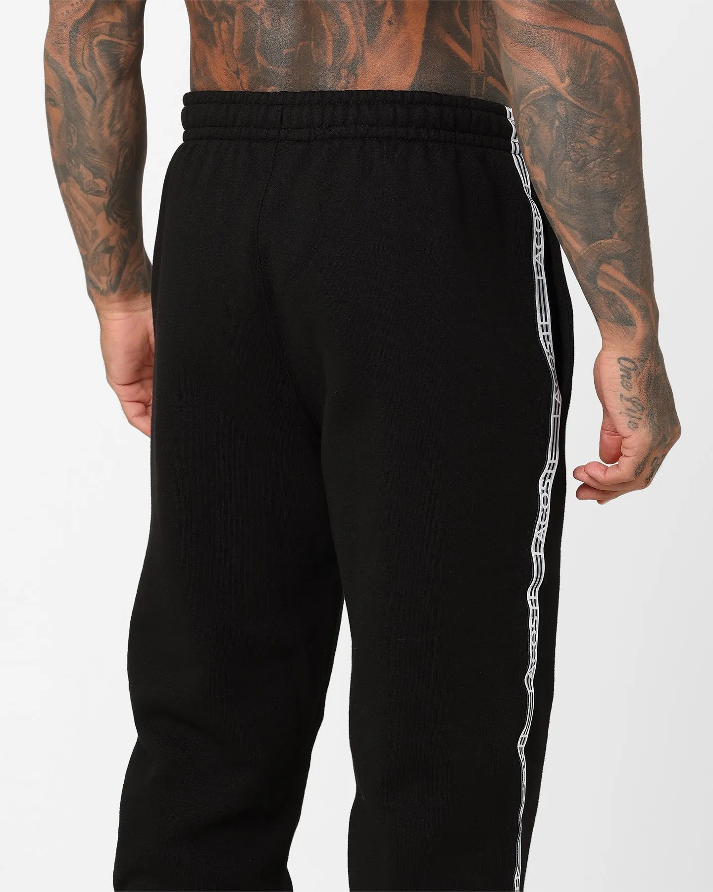 Lacoste Logo Tape Fleece Track Pants Black