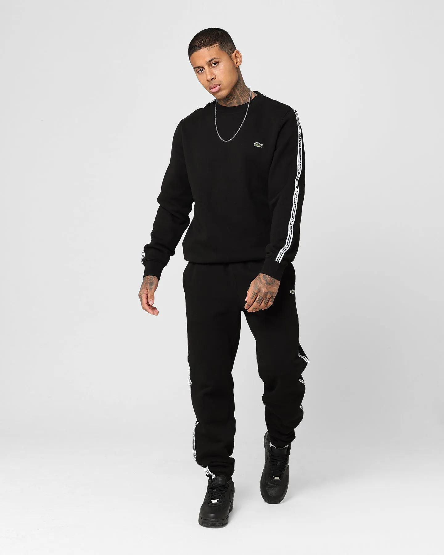 Lacoste Logo Tape Fleece Track Pants Black