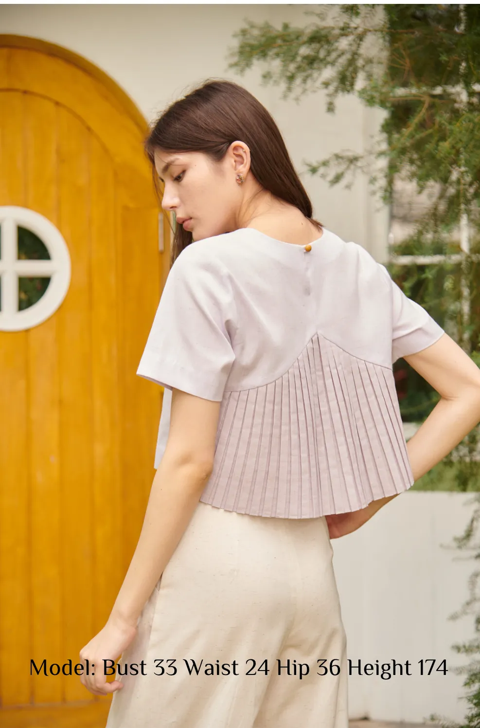 Lavender Bamboo Pleat Back Blouse- TAKTAI