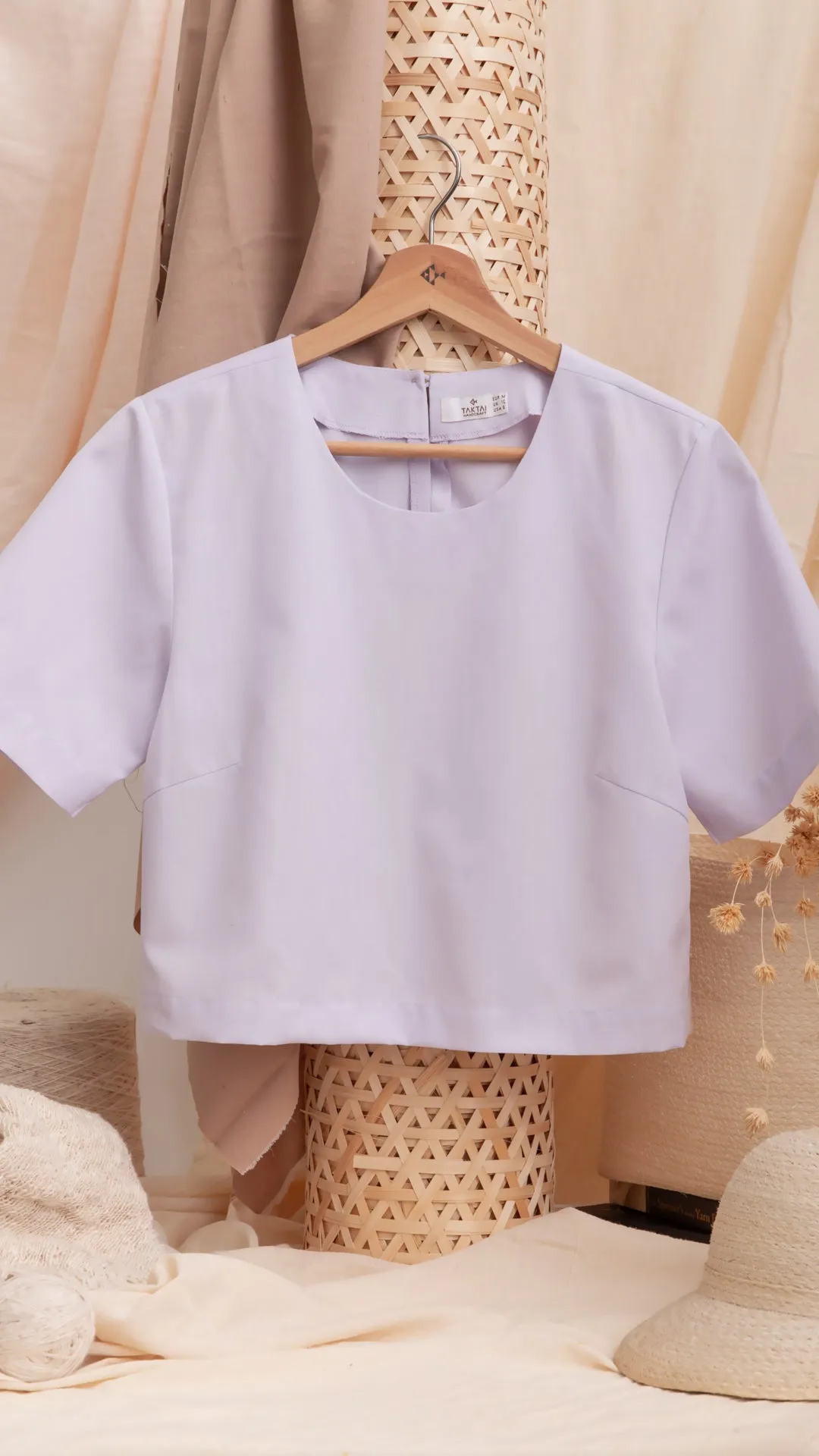 Lavender Bamboo Pleat Back Blouse- TAKTAI