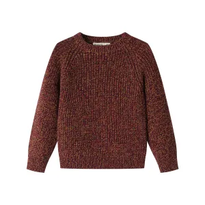 MARLED CHUNKY SWEATER-BURGUNDY MARLED