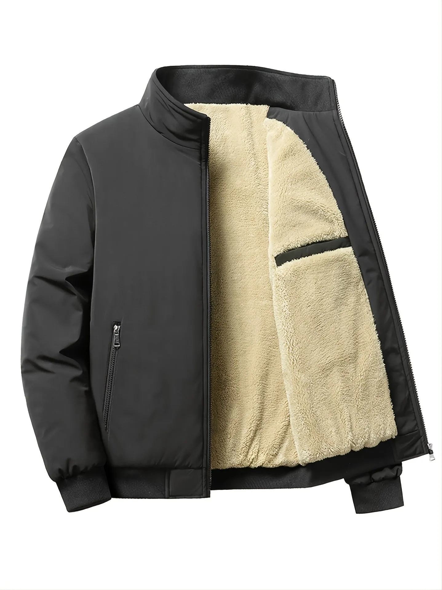 Men's Fleece Jacket With Zipped Pockets For Winter Jacket