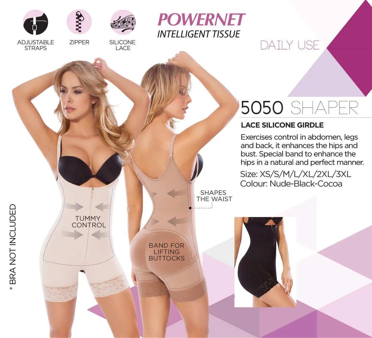 Moldeate 5050 Push UP and Tummy control Shapewear Color Brown